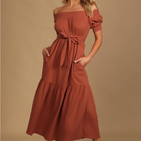 Orange Ruffled Tie Front Maxi Dress - Picture 1 of 9